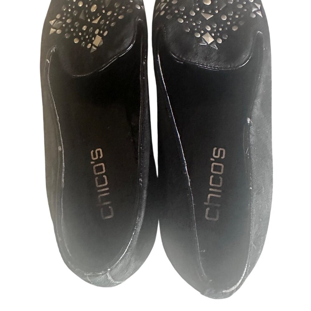 Chico's black leather studded slip on loafers size 8.5 M - Picture 5 of 7